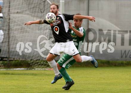 Fussball. Kaerntner Liga. Gmuend gegen Lendorf. Andreas Marco Allmayer  (Gmuend),  Florian Sixt (Lendorf). Gmuend, am 21.8.2021.
Foto: Kuess
www.qspictures.net
---
pressefotos, pressefotografie, kuess, qs, qspictures, sport, bild, bilder, bilddatenbank