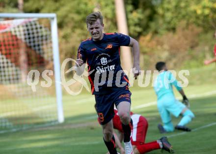 Fussball. Kaerntner Liga. ATUS Ferlach gegen Kraig.  Torjubel Martin Franz Alexander Lamzari,  (Kraig). Ferlach, am 21.8.2021.
Foto: Kuess
www.qspictures.net
---
pressefotos, pressefotografie, kuess, qs, qspictures, sport, bild, bilder, bilddatenbank