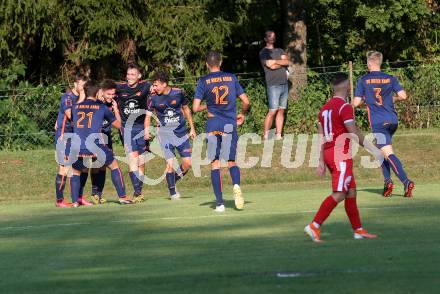 Fussball. Kaerntner Liga. ATUS Ferlach gegen Kraig. Torjubel (Kraig). Ferlach, am 21.8.2021.
Foto: Kuess
www.qspictures.net
---
pressefotos, pressefotografie, kuess, qs, qspictures, sport, bild, bilder, bilddatenbank