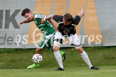 Fussball. Kaerntner Liga. Gmuend gegen Lendorf.  Udo Gasser  (Gmuend),   Lukas Fabian Baumgartner (Lendorf). Gmuend, am 21.8.2021.
Foto: Kuess
www.qspictures.net
---
pressefotos, pressefotografie, kuess, qs, qspictures, sport, bild, bilder, bilddatenbank