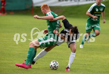 Fussball. Kaerntner Liga. Gmuend gegen Lendorf. Christoph Oberbucher  (Gmuend), Christian Wernisch  (Lendorf). Gmuend, am 21.8.2021.
Foto: Kuess
www.qspictures.net
---
pressefotos, pressefotografie, kuess, qs, qspictures, sport, bild, bilder, bilddatenbank