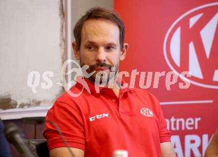 Eishockey Bundesliga. Pressekonferenz KAC. Thomas Koch. Klagenfurt, am 26.8.2021.
Foto: Kuess
---
pressefotos, pressefotografie, kuess, qs, qspictures, sport, bild, bilder, bilddatenbank