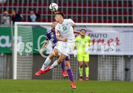 Fussball. Bundesliga. SK Austria Klagenfurt gegen WSG Tirol.  Nicolas Wimmer (Klagenfurt), Tobias Anselm (Tirol). Klagenfurt, am 28.8.2021.
Foto: Kuess
www.qspictures.net
---
pressefotos, pressefotografie, kuess, qs, qspictures, sport, bild, bilder, bilddatenbank