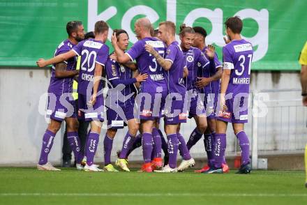 Fussball. Bundesliga. SK Austria Klagenfurt gegen WSG Tirol.  Torjubel  (Klagenfurt). Klagenfurt, am 28.8.2021.
Foto: Kuess
www.qspictures.net
---
pressefotos, pressefotografie, kuess, qs, qspictures, sport, bild, bilder, bilddatenbank