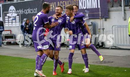 Fussball. Bundesliga. SK Austria Klagenfurt gegen WSG Tirol.  Torjubel Markus Pink, Turgay Gemicibasi, Alex Timossi Andersson, Tim Maciejewski
 (Klagenfurt). Klagenfurt, am 28.8.2021.
Foto: Kuess
www.qspictures.net
---
pressefotos, pressefotografie, kuess, qs, qspictures, sport, bild, bilder, bilddatenbank