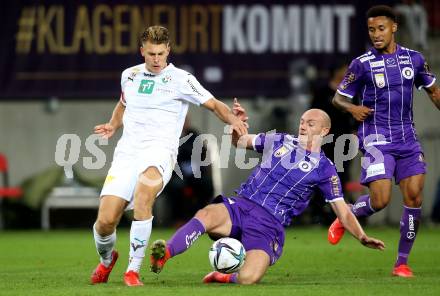 Fussball. Bundesliga. SK Austria Klagenfurt gegen WSG Tirol. Nicolas Wimmer  (Klagenfurt), Tobias Anselm (Tirol). Klagenfurt, am 28.8.2021.
Foto: Kuess
---
pressefotos, pressefotografie, kuess, qs, qspictures, sport, bild, bilder, bilddatenbank