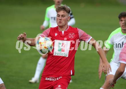 Fussball Kaerntner Liga. St. Andrae/WAC Juniors gegen Feldkirchen. Paul Staudinger  (St. Andrae). St. Andrae, am 27.8.2021.
Foto: Kuess
---
pressefotos, pressefotografie, kuess, qs, qspictures, sport, bild, bilder, bilddatenbank