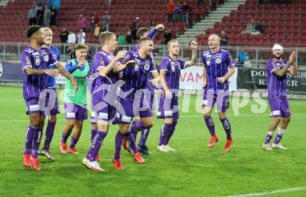 Fussball. Bundesliga. SK Austria Klagenfurt gegen WSG Tirol. Jubel  (Klagenfurt). Klagenfurt, am 28.8.2021.
Foto: Kuess
www.qspictures.net
---
pressefotos, pressefotografie, kuess, qs, qspictures, sport, bild, bilder, bilddatenbank