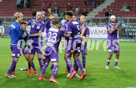 Fussball. Bundesliga. SK Austria Klagenfurt gegen WSG Tirol. Jubel  (Klagenfurt). Klagenfurt, am 28.8.2021.
Foto: Kuess
www.qspictures.net
---
pressefotos, pressefotografie, kuess, qs, qspictures, sport, bild, bilder, bilddatenbank