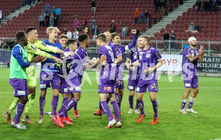 Fussball. Bundesliga. SK Austria Klagenfurt gegen WSG Tirol. Jubel  (Klagenfurt). Klagenfurt, am 28.8.2021.
Foto: Kuess
www.qspictures.net
---
pressefotos, pressefotografie, kuess, qs, qspictures, sport, bild, bilder, bilddatenbank