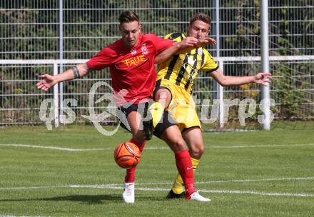 Fussball. 1. KLasse B. Maria Gail gegen Rothenthurn. Luca Erwin Jost (Maria Gail),  Thomas Klingbacher  (Rothenthurn). Maria Gail, am 29.8.2021.
Foto: Kuess
---
pressefotos, pressefotografie, kuess, qs, qspictures, sport, bild, bilder, bilddatenbank
