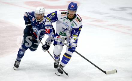 Eishockey Testspiel. EC Grand Immo VSV gegen HK Nitra.  Stefan Bacher,  (VSV), Jozef Balaz  (Nitra). Villach, am 31.8.2021.
Foto: Kuess
www.qspictures.net
---
pressefotos, pressefotografie, kuess, qs, qspictures, sport, bild, bilder, bilddatenbank