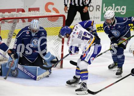 Eishockey Testspiel. EC Grand Immo VSV gegen HK Nitra. Chris Collins,  (VSV), Matthew O Connor   (Nitra). Villach, am 31.8.2021.
Foto: Kuess
www.qspictures.net
---
pressefotos, pressefotografie, kuess, qs, qspictures, sport, bild, bilder, bilddatenbank