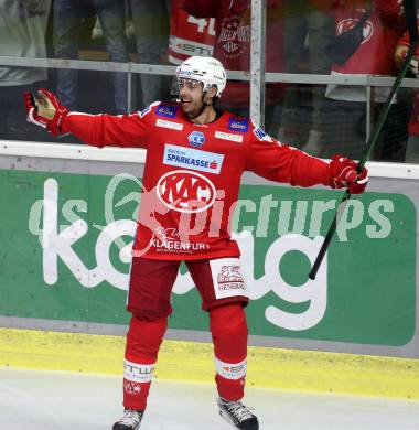 EBEL. Eishockey Bundesliga. KAC gegen	spusu Vienna Capitals. Torjubel Dennis Sticha (KAC). Klagenfurt, am 17.9.2021.
Foto: Kuess
www.qspictures.net

---
pressefotos, pressefotografie, kuess, qs, qspictures, sport, bild, bilder, bilddatenbank