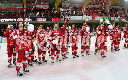 EBEL. Eishockey Bundesliga. KAC gegen	HC TIWAG Innsbruck. Jubel KAC. Klagenfurt, am 18.9.2021.
Foto: Kuess
www.qspictures.net

---
pressefotos, pressefotografie, kuess, qs, qspictures, sport, bild, bilder, bilddatenbank