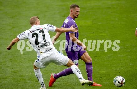 Fussball. Bundesliga. SK Austria Klagenfurt gegen  LASK.  Turgay Gemicibasi,  (Klagenfurt),  Thomas Goiginger (LASK). Klagenfurt, am 19.9.2021.
Foto: Kuess
www.qspictures.net
---
pressefotos, pressefotografie, kuess, qs, qspictures, sport, bild, bilder, bilddatenbank