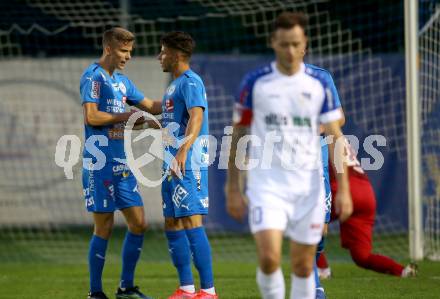 Fussball OEFB Cup. Treibach gegen FAC Wien.  Torjubel David Ungar, Slobodan Mihajlovic (FAC). Treibach, am 21.9.2021.
Foto: Kuess
---
pressefotos, pressefotografie, kuess, qs, qspictures, sport, bild, bilder, bilddatenbank