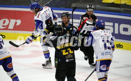 EBEL. Eishockey Bundesliga. VSV gegen HC Pustertal Woelfe.  Torjubel Johan Harju, Matthias Mantinger  (Pustertal). Villach, am 24.9.2021.
Foto: Kuess
www.qspictures.net
---
pressefotos, pressefotografie, kuess, qs, qspictures, sport, bild, bilder, bilddatenbank