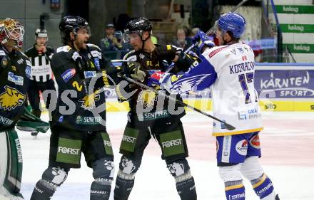 EBEL. Eishockey Bundesliga. VSV gegen HC Pustertal Woelfe. Scott Kosmachuk,   (VSV),  Jasse Erik Kalevi Ikonen, Michael Caruso (Pustertal). Villach, am 24.9.2021.
Foto: Kuess
www.qspictures.net
---
pressefotos, pressefotografie, kuess, qs, qspictures, sport, bild, bilder, bilddatenbank