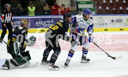 EBEL. Eishockey Bundesliga. VSV gegen HC Pustertal Woelfe.  Marco Richter, (VSV), Emil Kristensen, Shane Robert Hanna   (Pustertal). Villach, am 24.9.2021.
Foto: Kuess
www.qspictures.net
---
pressefotos, pressefotografie, kuess, qs, qspictures, sport, bild, bilder, bilddatenbank