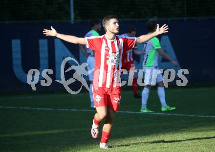 Fussball. Kaerntner Liga. KAC 1909 gegen Feldkirchen SV.  Torjubel Danijel Jovic (KAC). Klagenfurt, am 25.9.2021.
Foto: Kuess
www.qspictures.net
---
pressefotos, pressefotografie, kuess, qs, qspictures, sport, bild, bilder, bilddatenbank
