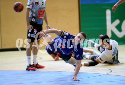 Handball. SC Kelag Ferlach gegen Sparkasse Schwaz Handball Tirol.   Aljaz Supovec (Ferlach). Ferlach, am 25.9.2021. 
Foto: Kuess
---
pressefotos, pressefotografie, kuess, qs, qspictures, sport, bild, bilder, bilddatenbank