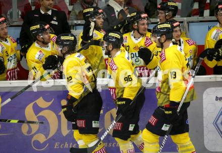 EBEL. Eishockey Bundesliga. KAC gegen	spusu Vienna Capitals. Torjubel Nicolai Meyer   (Vienna Capitals). Klagenfurt, am 1.10.2021.
Foto: Kuess
www.qspictures.net

---
pressefotos, pressefotografie, kuess, qs, qspictures, sport, bild, bilder, bilddatenbank