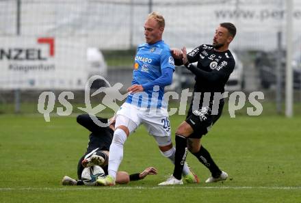 Fussball Testspiel. SK Austria Klagenfurt gegen NK Bravo (SLO).    Philipp Huetter, Herbert Paul (Klagenfurt), Sandi Ogrinec (SLO). Sportpark Fischl. Klagenfurt, am 8.10.2021.
Foto: Kuess
---
pressefotos, pressefotografie, kuess, qs, qspictures, sport, bild, bilder, bilddatenbank