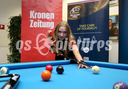 Billard. Pressekonferenz.  Anna Riegler. Klagenfurt, 5.10.2021.
Foto: Kuess
---
pressefotos, pressefotografie, kuess, qs, qspictures, sport, bild, bilder, bilddatenbank