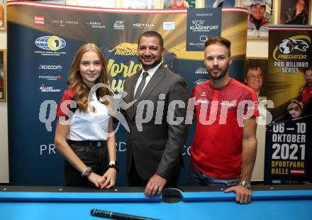 Billard. Pressekonferenz. Anna Riegler, Karim Belhaj, Ouschan Albin. Klagenfurt, 5.10.2021.
Foto: Kuess
---
pressefotos, pressefotografie, kuess, qs, qspictures, sport, bild, bilder, bilddatenbank