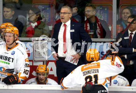 EBEL. Eishockey Bundesliga. KAC gegen	Black Wings Linz. Trainer Dan Ceman  (Linz). Klagenfurt, am 8.10.2021.
Foto: Kuess
www.qspictures.net

---
pressefotos, pressefotografie, kuess, qs, qspictures, sport, bild, bilder, bilddatenbank