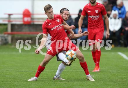 Fussball. Kaerntner Liga. Ferlach Atus gegen Dellach/Gail.  Hannes Marcel Schwarz (Ferlach), Maximilian Wastian   (Dellach). Ferlach, am 9.10.2021.
Foto: Kuess
www.qspictures.net
---
pressefotos, pressefotografie, kuess, qs, qspictures, sport, bild, bilder, bilddatenbank