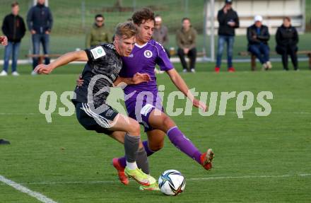 Fussball Testspiel. SK Austria Klagenfurt gegen Union Berlin.  Fabio Markelic, (Klagenfurt),  Jahai Albion (Berlin). Globasnitz, am 11.10.2021.
Foto: Kuess
---
pressefotos, pressefotografie, kuess, qs, qspictures, sport, bild, bilder, bilddatenbank
