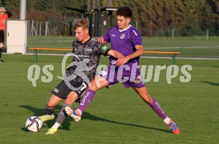 Fussball Testspiel. SK Austria Klagenfurt gegen Union Berlin. Alexander Fuchs (Klagenfurt), Jahai Albion  (Berlin). Globasnitz, am 11.10.2021.
Foto: Kuess
---
pressefotos, pressefotografie, kuess, qs, qspictures, sport, bild, bilder, bilddatenbank