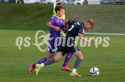 Fussball Testspiel. SK Austria Klagenfurt gegen Union Berlin. Fabio Markelic, (Klagenfurt),  Jahai Albion (Berlin). Globasnitz, am 11.10.2021.
Foto: Kuess
---
pressefotos, pressefotografie, kuess, qs, qspictures, sport, bild, bilder, bilddatenbank