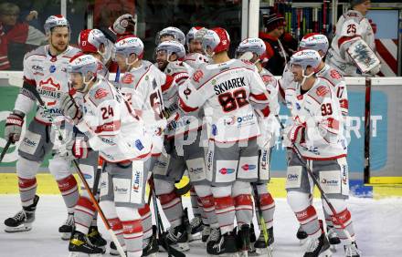 EBEL. Eishockey Bundesliga. KAC gegen	iClinic Bratislava Capitals. Jubel  (Bratislava). Klagenfurt, am 15.10.2021.
Foto: Kuess
www.qspictures.net

---
pressefotos, pressefotografie, kuess, qs, qspictures, sport, bild, bilder, bilddatenbank