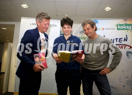 Buchpraesentation Jenny Ertl. Arno Arthofer, Jenny Ertl, Thomas Brandauer. Klagenfurt, 14.10.2021.
Foto: Kuess
www.qspictures.net

---
pressefotos, pressefotografie, kuess, qs, qspictures, sport, bild, bilder, bilddatenbank