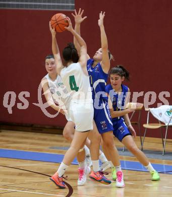 Basketball Damen Superliga 2021/2022. Grunddurchgang 3. Runde.  KOS Celovec Damen gegen DBB LZ OOE. Sasa Tomazic  (KOS), Sonja Andjelkovic (DBB LZ OOE). Klagenfurt, am 16.10.2021.
Foto: Kuess
www.qspictures.net
---
pressefotos, pressefotografie, kuess, qs, qspictures, sport, bild, bilder, bilddatenbank
