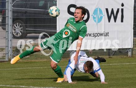 Fussball. Unterliga West. Landskron gegen Sachsenburg.  Philipp Gatti,   (Landskron),  Maximilian Knoetig  (Sachsenburg). Landskron, 16.10.2016.
Foto: Kuess
---
pressefotos, pressefotografie, kuess, qs, qspictures, sport, bild, bilder, bilddatenbank