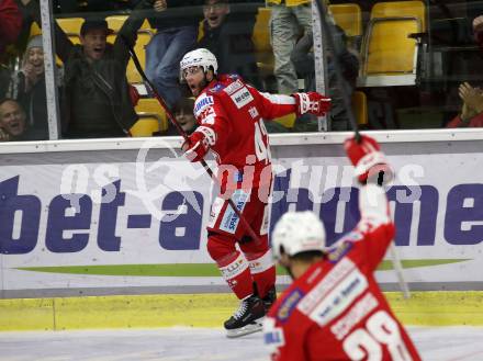 EBEL. Eishockey Bundesliga. KAC gegen	HCB Suedtirol Alperia. Torjubel Rok Ticar,  (KAC). Klagenfurt, am 22.10.2021.
Foto: Kuess
www.qspictures.net

---
pressefotos, pressefotografie, kuess, qs, qspictures, sport, bild, bilder, bilddatenbank