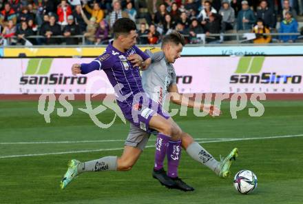Fussball. Bundesliga. RZ Pellets WAC gegen SK Austria Klagenfurt.  Thorsten Roecher,  (WAC), Till Schumacher (Klagenfurt). Wolfsberg, am 23.10.2021.
Foto: Kuess
www.qspictures.net

---
pressefotos, pressefotografie, kuess, qs, qspictures, sport, bild, bilder, bilddatenbank