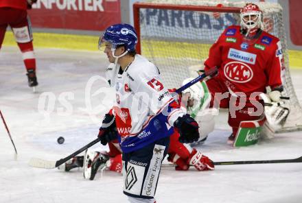 EBEL. Eishockey Bundesliga. KAC gegen	HC TWK Innsbruck. Torjubel Alex Dostie   (Innsbruck). Klagenfurt, am 29.10.2021.
Foto: Kuess
www.qspictures.net

---
pressefotos, pressefotografie, kuess, qs, qspictures, sport, bild, bilder, bilddatenbank