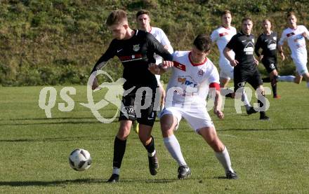 Fussball. Kaerntner Liga. Maria Saal gegen Koettmannsdorf.  Markus Appe  (Maria Saal), Nicolas Manuel Modritz  (Koettmannsdorf). Maria Saal, 30.10.2021.
Foto: Kuess
---
pressefotos, pressefotografie, kuess, qs, qspictures, sport, bild, bilder, bilddatenbank