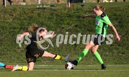 Fussball. 2. Frauenbundesliga. Carinthians LIWOdruck Hornets gegen FC Altera Porta. Lisa Maria Frank  (Carinthians),  Caroline Peter (Altera Porta). Feistritz/Drau, 31.10.2021.
Foto: Kuess
---
pressefotos, pressefotografie, kuess, qs, qspictures, sport, bild, bilder, bilddatenbank
