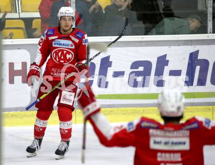 EBEL. Eishockey Bundesliga. KAC gegen Dornbirn Bulldogs. Torjubel Clemens Unterweger (KAC). Klagenfurt, am 5.11.2021.
Foto: Kuess
www.qspictures.net

---
pressefotos, pressefotografie, kuess, qs, qspictures, sport, bild, bilder, bilddatenbank