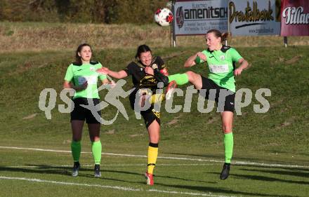 Fussball. 2. Frauenbundesliga. Carinthians LIWOdruck Hornets gegen FC Altera Porta. Katharina Knaller  (Carinthians), Caroline Peter  (Altera Porta). Feistritz/Drau, 31.10.2021.
Foto: Kuess
---
pressefotos, pressefotografie, kuess, qs, qspictures, sport, bild, bilder, bilddatenbank