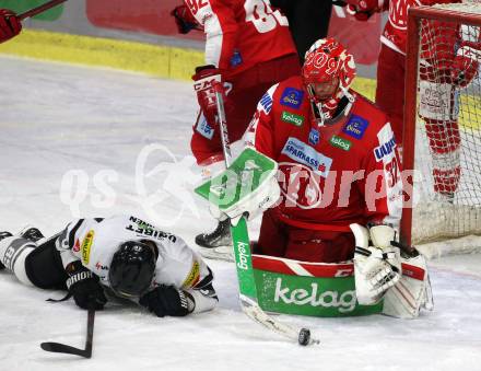 EBEL. Eishockey Bundesliga. KAC gegen Dornbirn Bulldogs. Dahm Sebastian (KAC), Saarinen Jesse Olli  (Dornbirn). Klagenfurt, am 5.11.2021.
Foto: Kuess
www.qspictures.net

---
pressefotos, pressefotografie, kuess, qs, qspictures, sport, bild, bilder, bilddatenbank