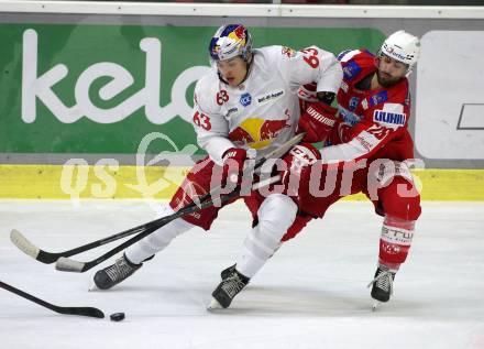EBEL. Eishockey Bundesliga. KAC gegen  EC Red Bull Salzburg. Schumnig Martin (KAC),  Borzecki Jakub (Salzburg). Klagenfurt, am 7.11.2021.
Foto: Kuess
www.qspictures.net

---
pressefotos, pressefotografie, kuess, qs, qspictures, sport, bild, bilder, bilddatenbank