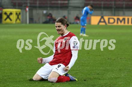 Fussball. FIFA. WM Qualifikationsspiel. European Qualifiers. Oesterreich gegen Israel.  Torjubel Marcel Sabitzer (Oesterreich). Klagenfurt, Woerthersee Stadion, 12.11.2021.
Foto: Kuess
---
pressefotos, pressefotografie, kuess, qs, qspictures, sport, bild, bilder, bilddatenbank