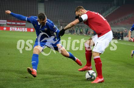 Fussball. FIFA. WM Qualifikationsspiel. European Qualifiers. Oesterreich gegen Moldawien.  Marko Arnautovic,  (Oesterreich), Vadim Bolohan  (Moldawien). Klagenfurt, Woerthersee Stadion, 15.11.2021.
Foto: Kuess
www.qspictures.net
---
pressefotos, pressefotografie, kuess, qs, qspictures, sport, bild, bilder, bilddatenbank